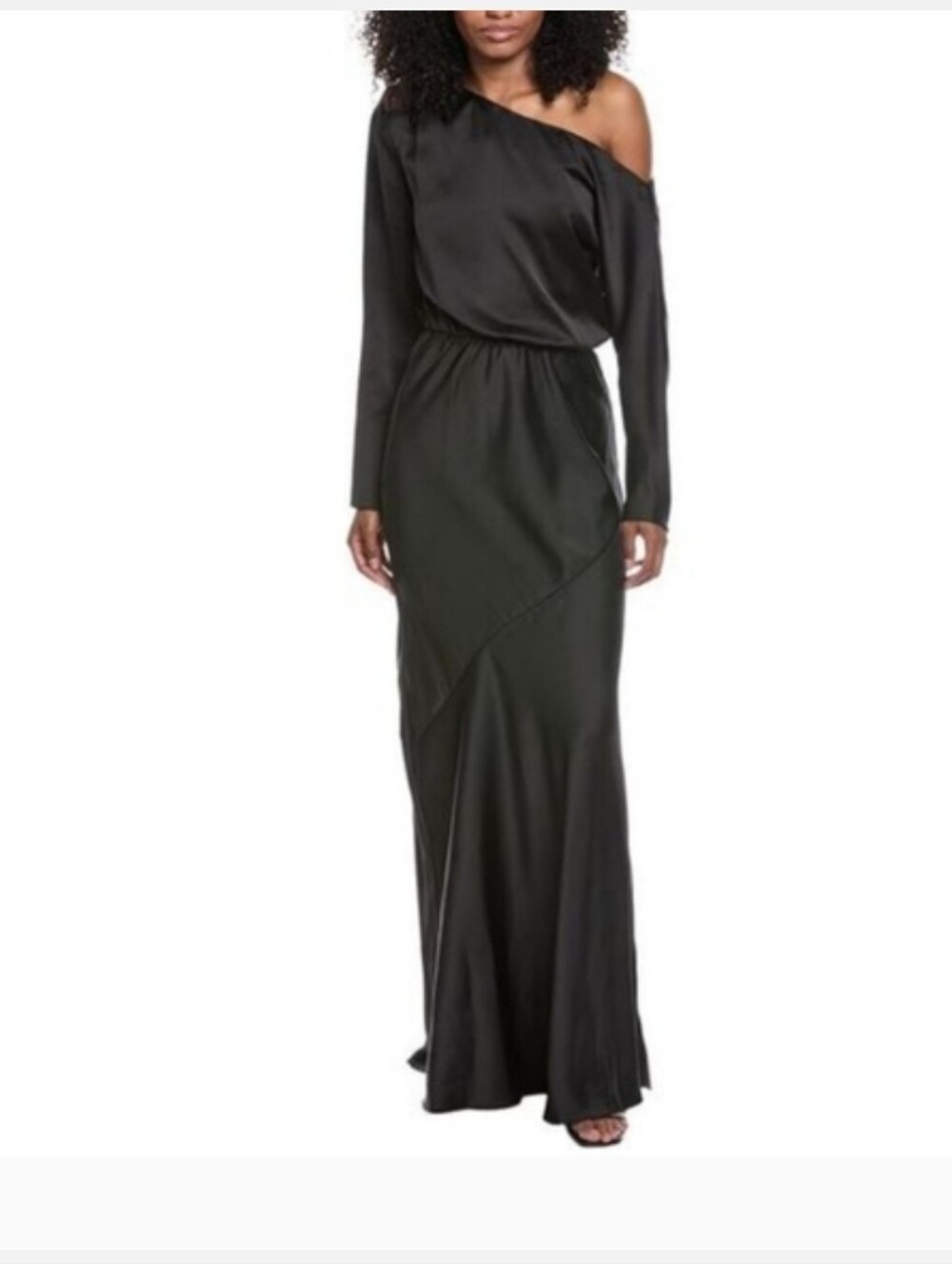 Ramy Brook Damiris Midnight Navy Satin Asymmetrical Maxi Dress - Size 10-8 New